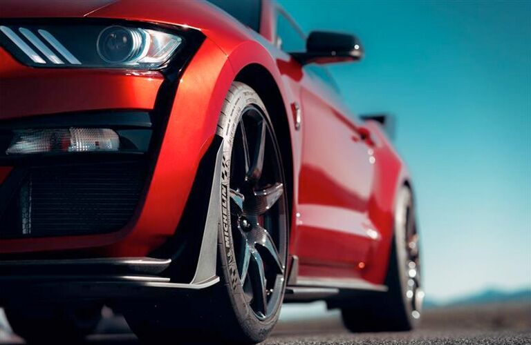 driver side of a red 2020 Ford Mustang Shelby GT500