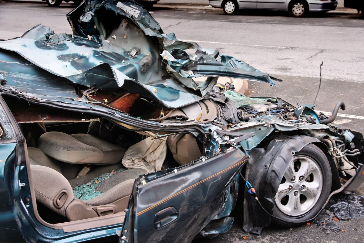 Total Loss Vehicle Crumbled from Collision