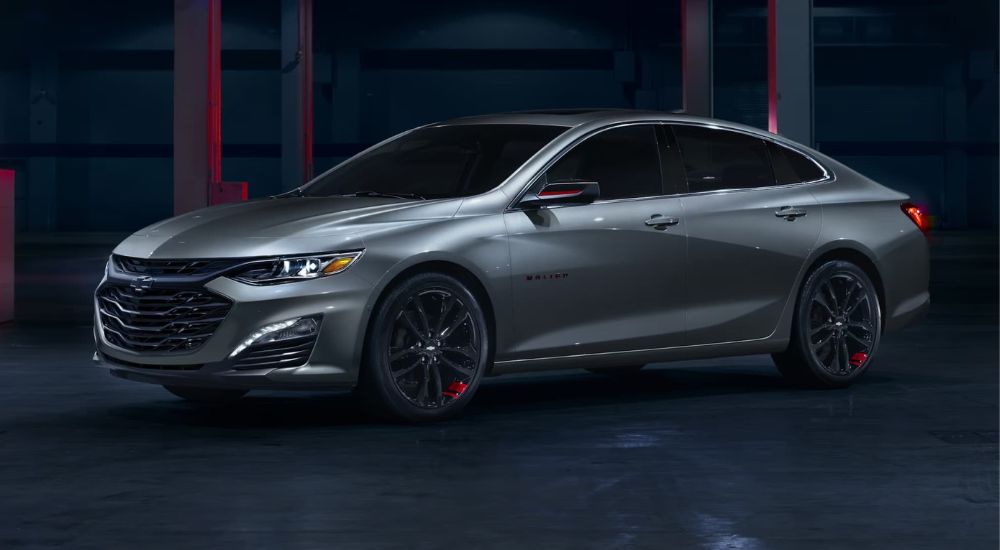 Silver 2024 Chevy Malibu Redline in a warehouse