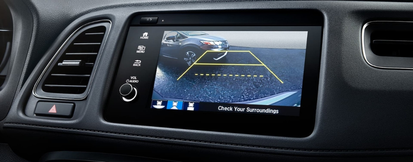Close-up shows the back up camera view in a 2022 Honda HR-V EX-L
