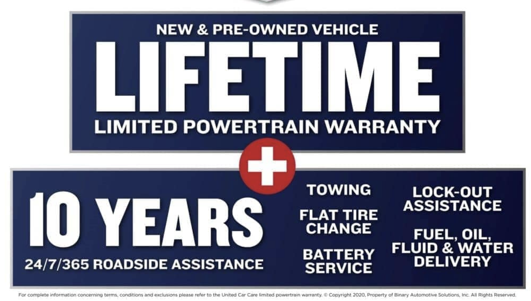 New & Pre-Ownded Vehicle Lifetime Limited Powertrain Warranty Badge.