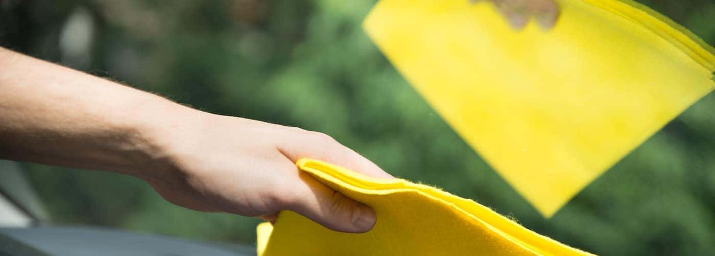 Hand Cleaning Interior Windshield