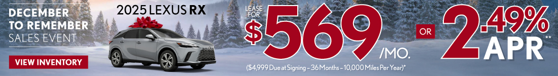 2025 Lexus RX - Lease for $569/mo* or 2.49% APR**