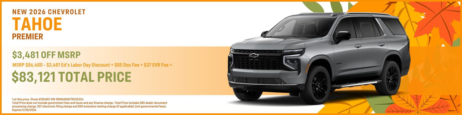 2026 Chevrolet Tahoe Premier Offer