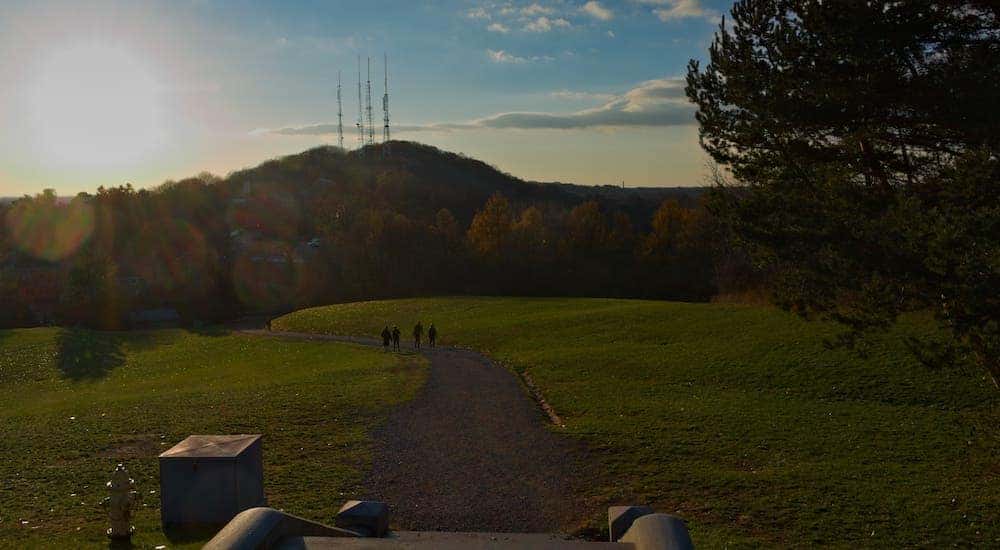 Walking trail at Cobb's Hill Park in Rochester, NY.