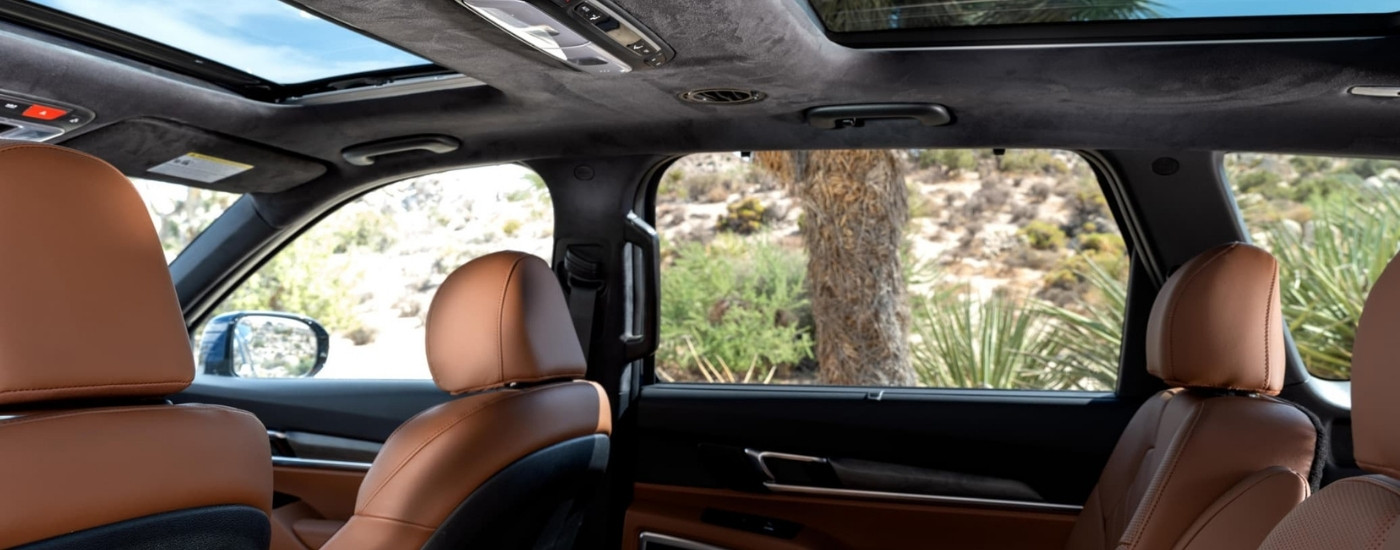 Brown leather interior in a 2023 Kia Telluride