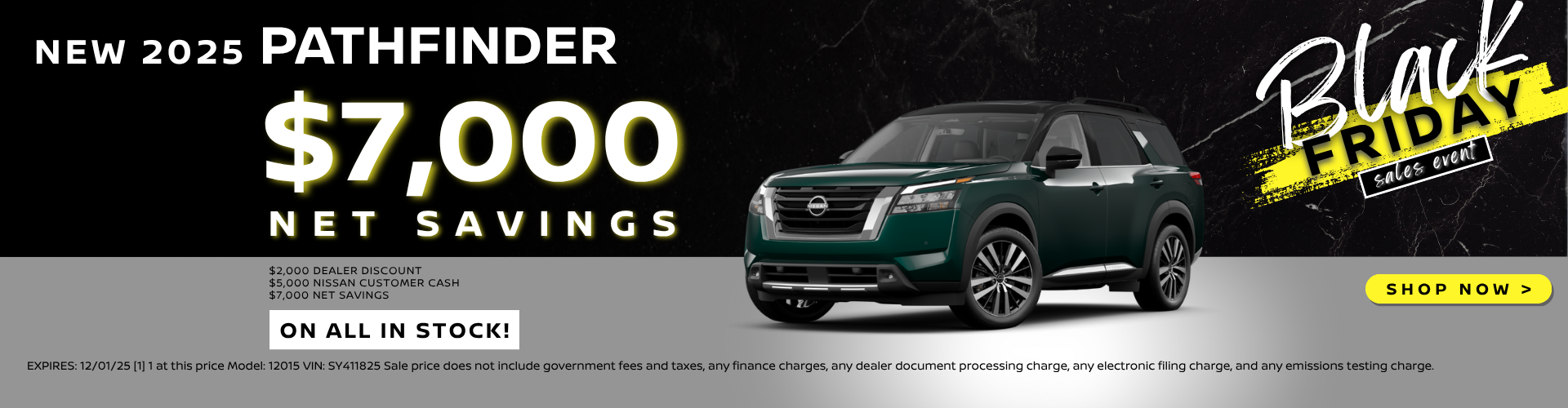 Nissan Pathfinder net savings offer