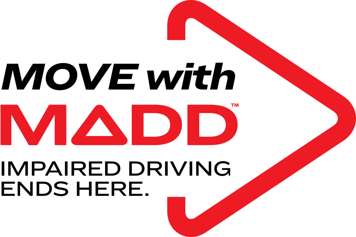 Mothers Against Drunk Driving (MADD) red logo displayed on a transparent background