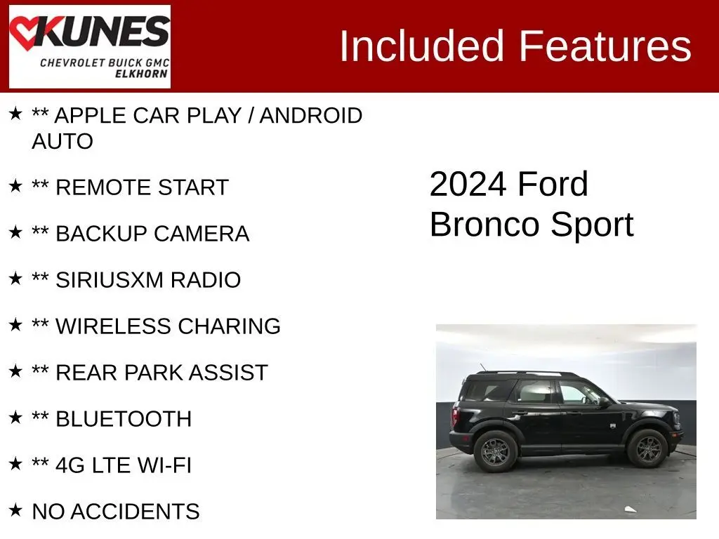 Used 2024 Ford Bronco Sport Big Bend with VIN 3FMCR9B60RRE22982 for sale in Elkhorn, WI