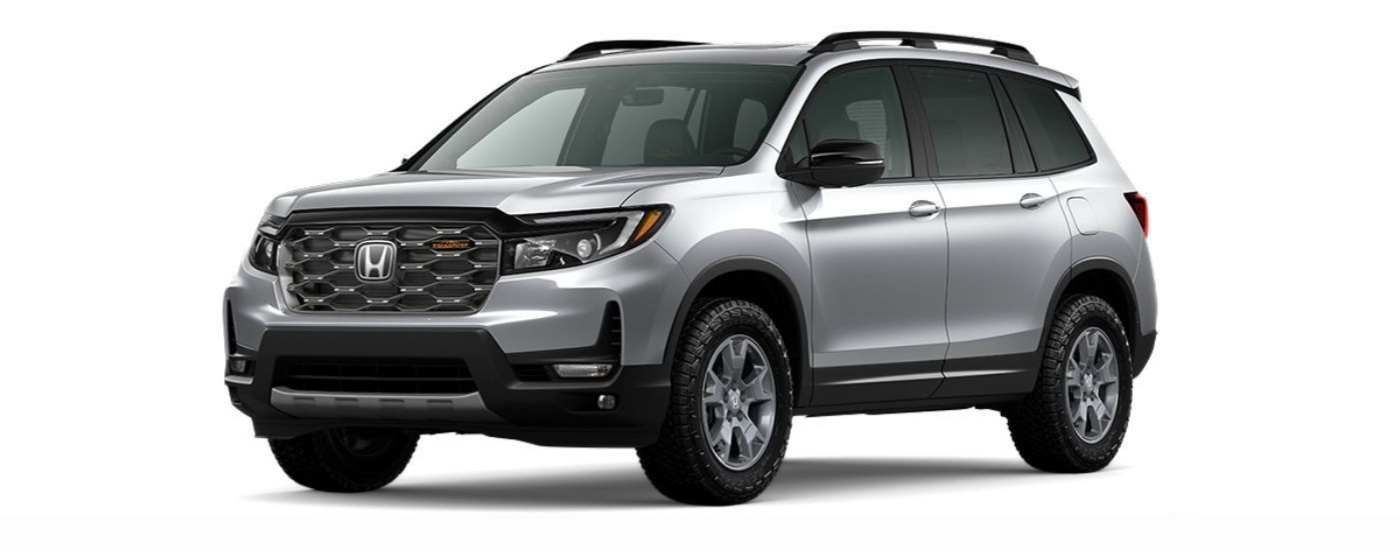Silver 2022 Honda Passport TrailSport angled left