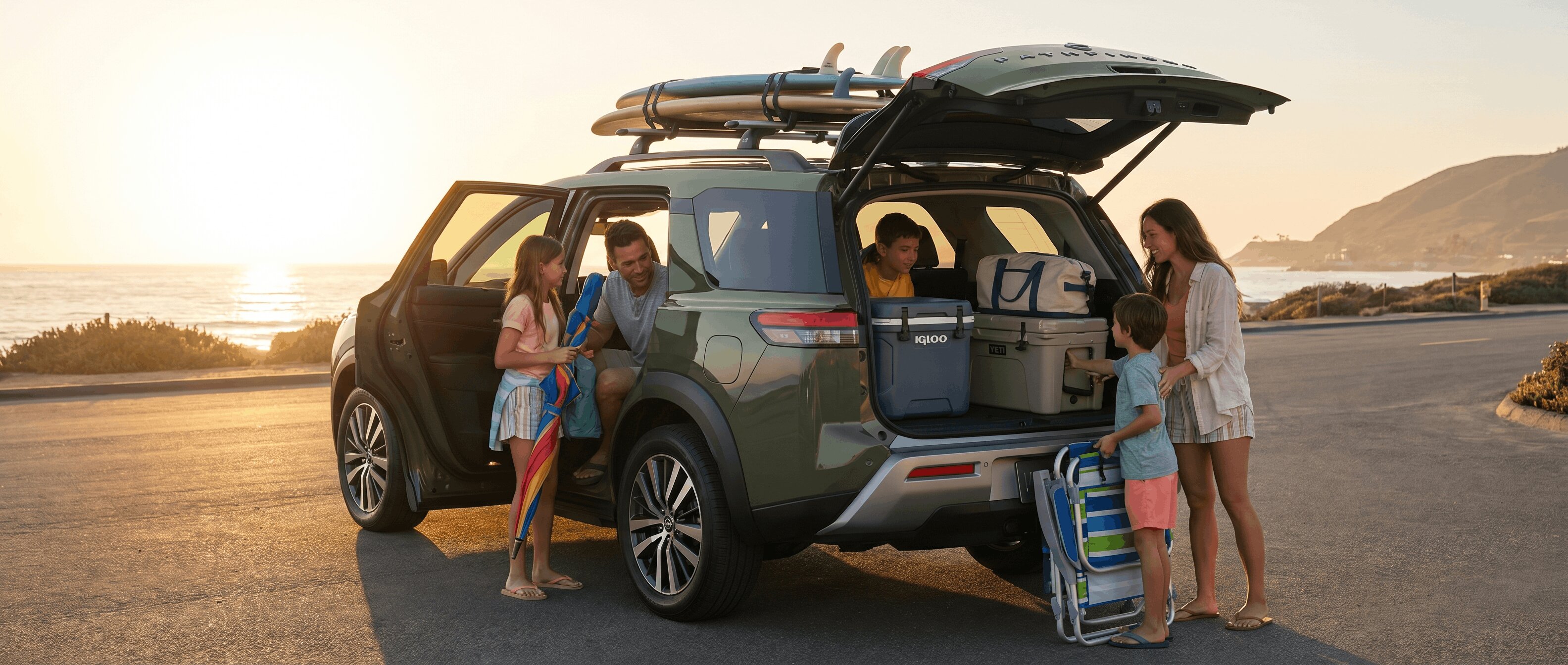 Nissan Pathfinder packed for Memorial Day beach road trip from Roswell, GA