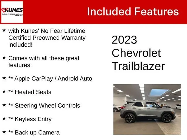 Used 2023 Chevrolet TrailBlazer LT with VIN KL79MPS27PB033690 for sale in Sterling, IL