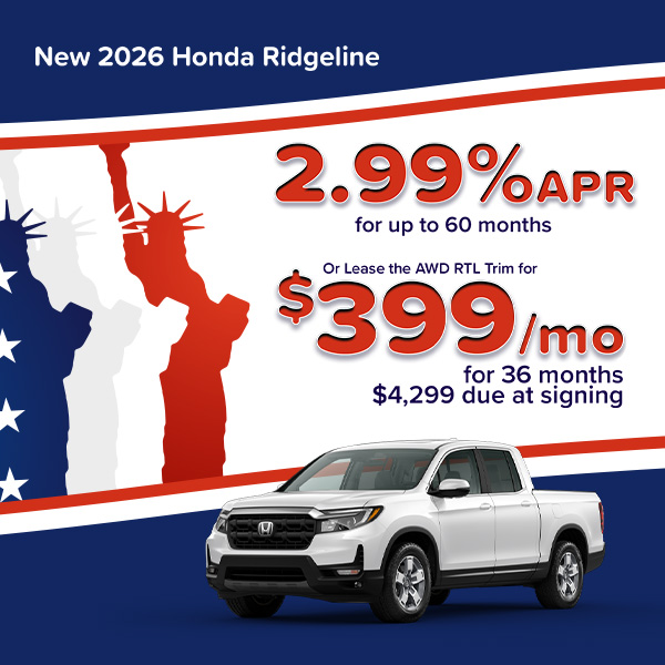 Lease a 2026 Honda Ridgeline RTL in Kingsport, TN