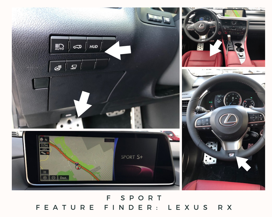 F SPORT Feature Finder “tells” for the Lexus RX