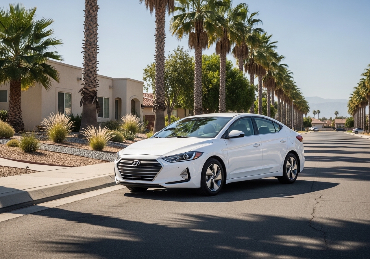 Hyundai Elantra Hybrid sedan parked in Bakersfield, CA