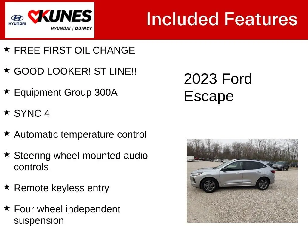 Used 2023 Ford Escape ST-Line with VIN 1FMCU0MN1PUA42117 for sale in Quincy, IL