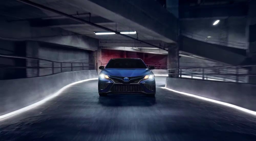 2023 Toyota Camry Nightshade driving in a tunnel.