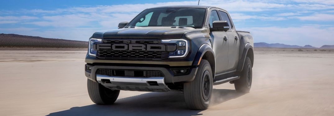 Gray 2024 Ford Ranger Raptor Front Exterior in Desert