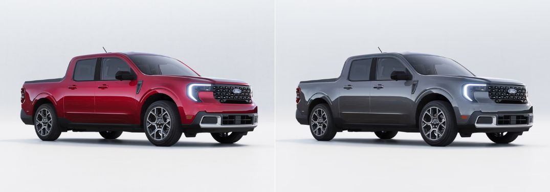 Ruby Red Metallic and Carbonized Gray 2025 Ford Maverick Models 