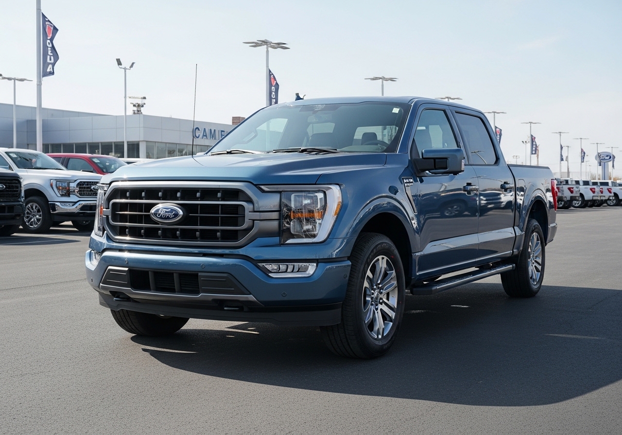 2026 Ford F-150 parked at a dealership lot, gleaming under the sun