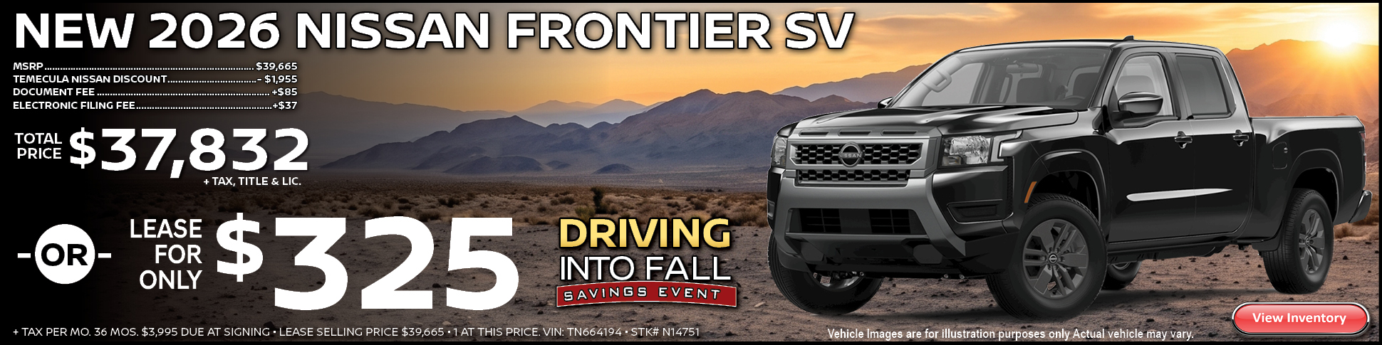 New 2026 Nissan Frontier SV