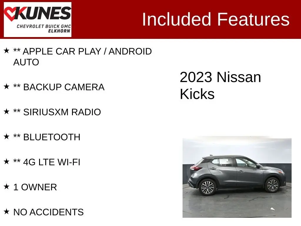 Used 2023 Nissan Kicks SV with VIN 3N1CP5CV5PL506453 for sale in Elkhorn, WI