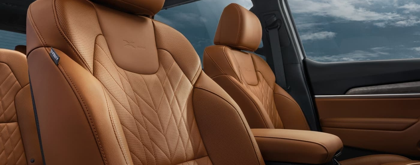 Brown leather seats in a 2023 Kia Telluride