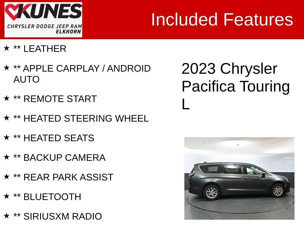 Used 2023 Chrysler Pacifica Touring L with VIN 2C4RC1BG1PR546529 for sale in Elkhorn, WI