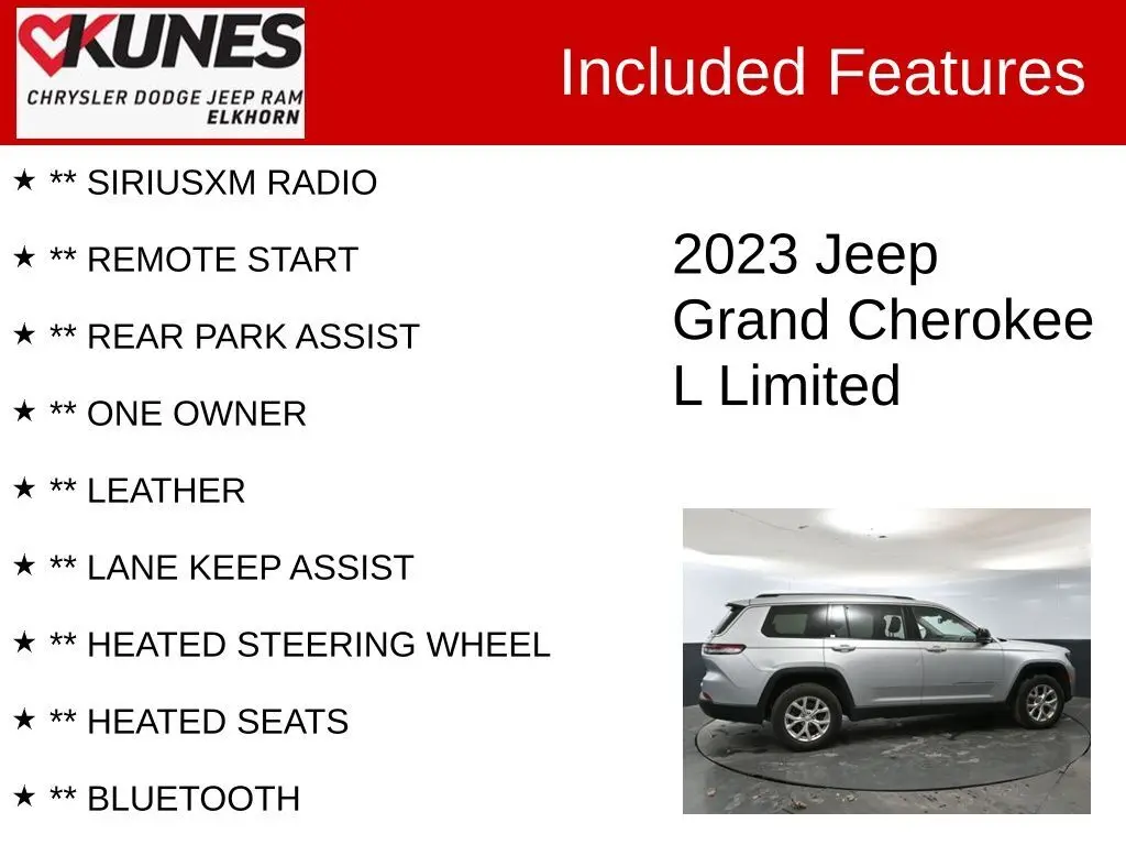 Used 2023 Jeep Grand Cherokee L Limited with VIN 1C4RJKBG2P8824099 for sale in Elkhorn, WI