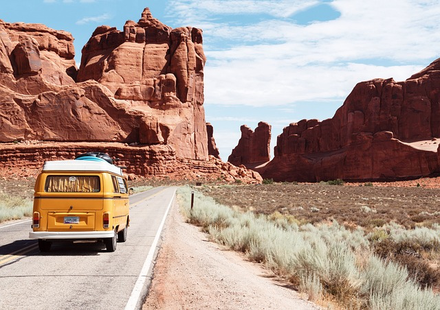 Van Driving Through NAtional Park