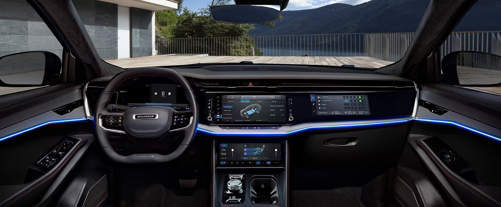 The front dash of a jeep wagoneer s.