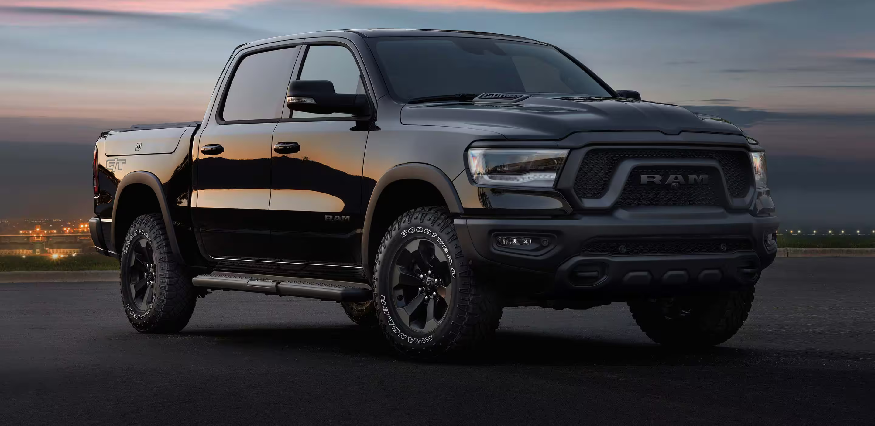 a black truck sitting parked.