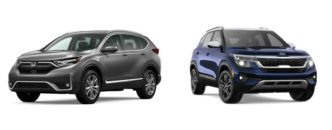 Silver 2021 Honda CR-V Touring vs blue 2021 Kia Seltos