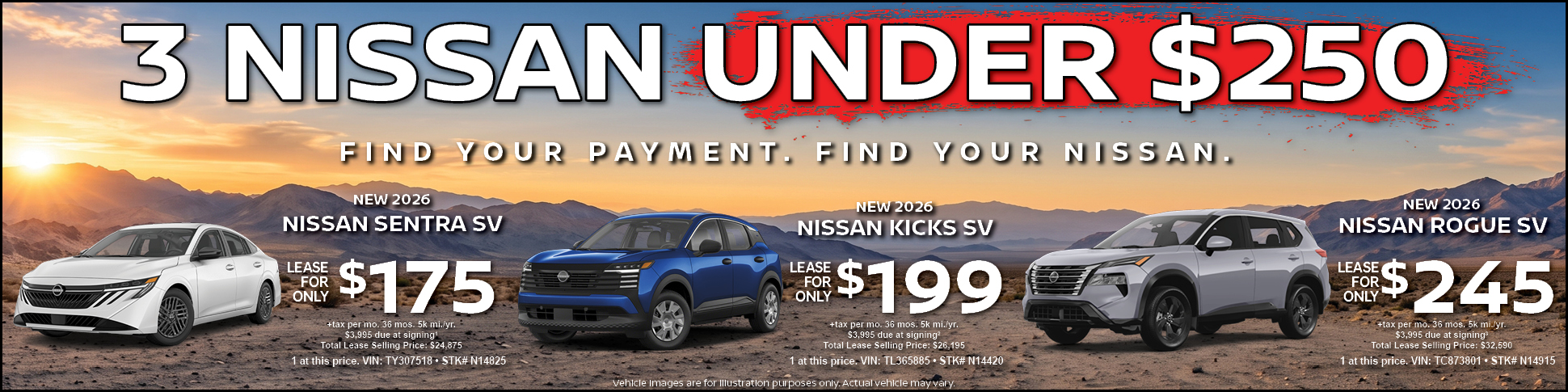 3 nissan under $250