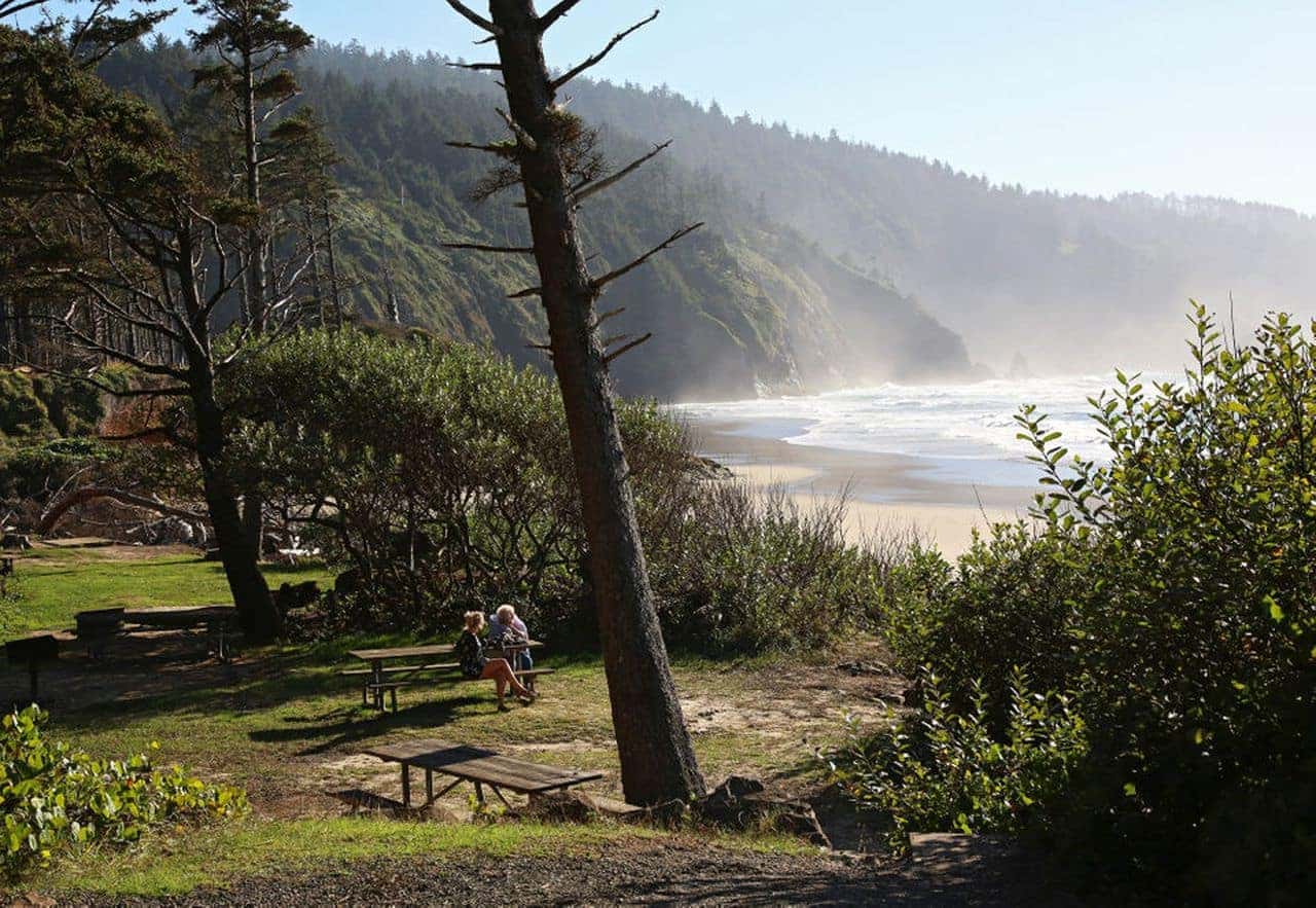 Campsite above the beach at Cape Lookout State Park