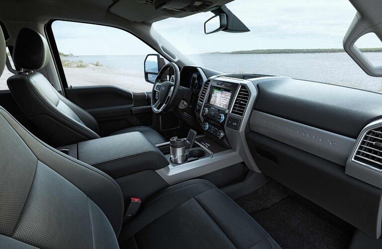 side view of the front passenger space in a 2018 Ford F-350 Super Duty