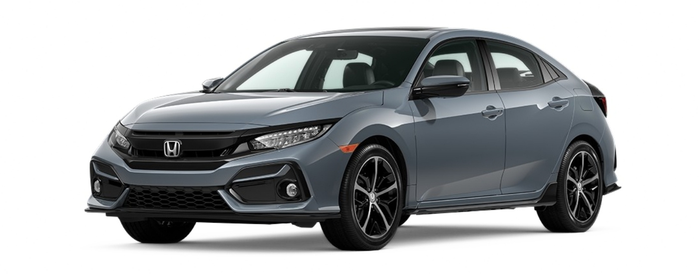 Grey 2020 Honda Civic Sport Touring Hatchback angled left