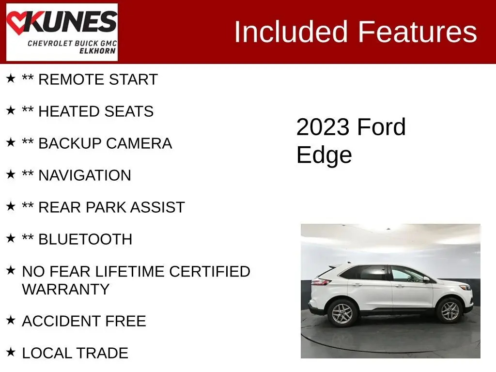 Used 2023 Ford Edge SEL with VIN 2FMPK4J91PBA31307 for sale in Elkhorn, WI