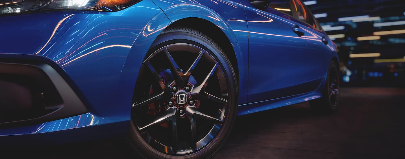 Tire on a blue 2022 Honda Civic
