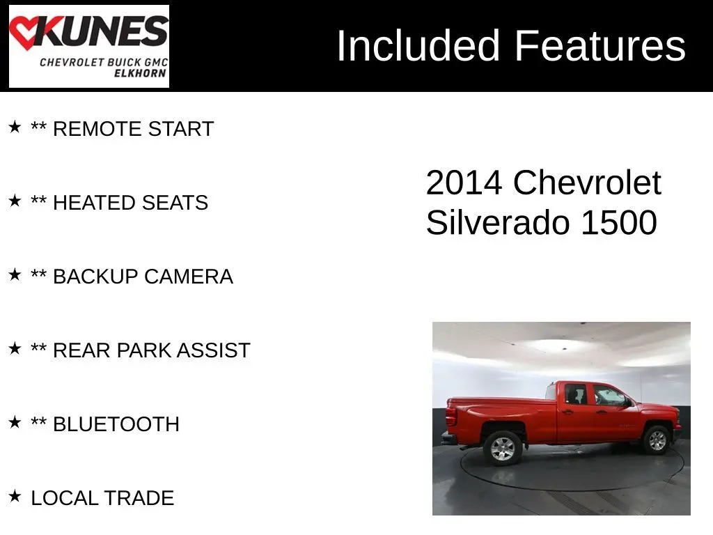Used 2014 Chevrolet Silverado 1500 LT with VIN 1GCRCREH2EZ119852 for sale in Elkhorn, WI