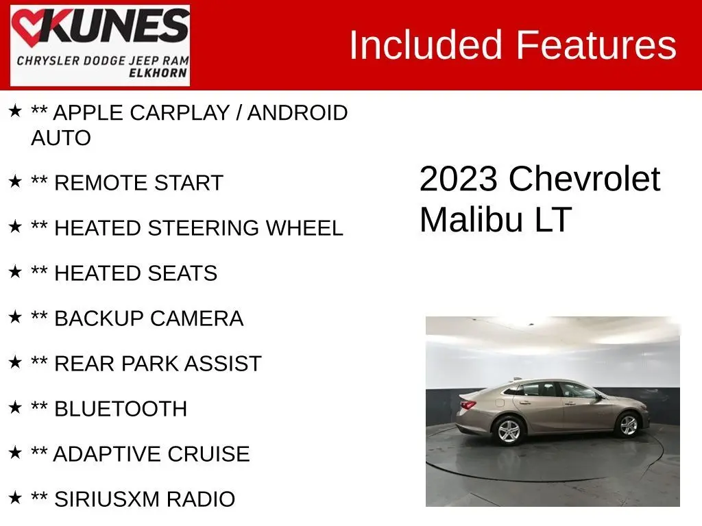Used 2023 Chevrolet Malibu 1LT with VIN 1G1ZD5ST5PF173612 for sale in Elkhorn, WI
