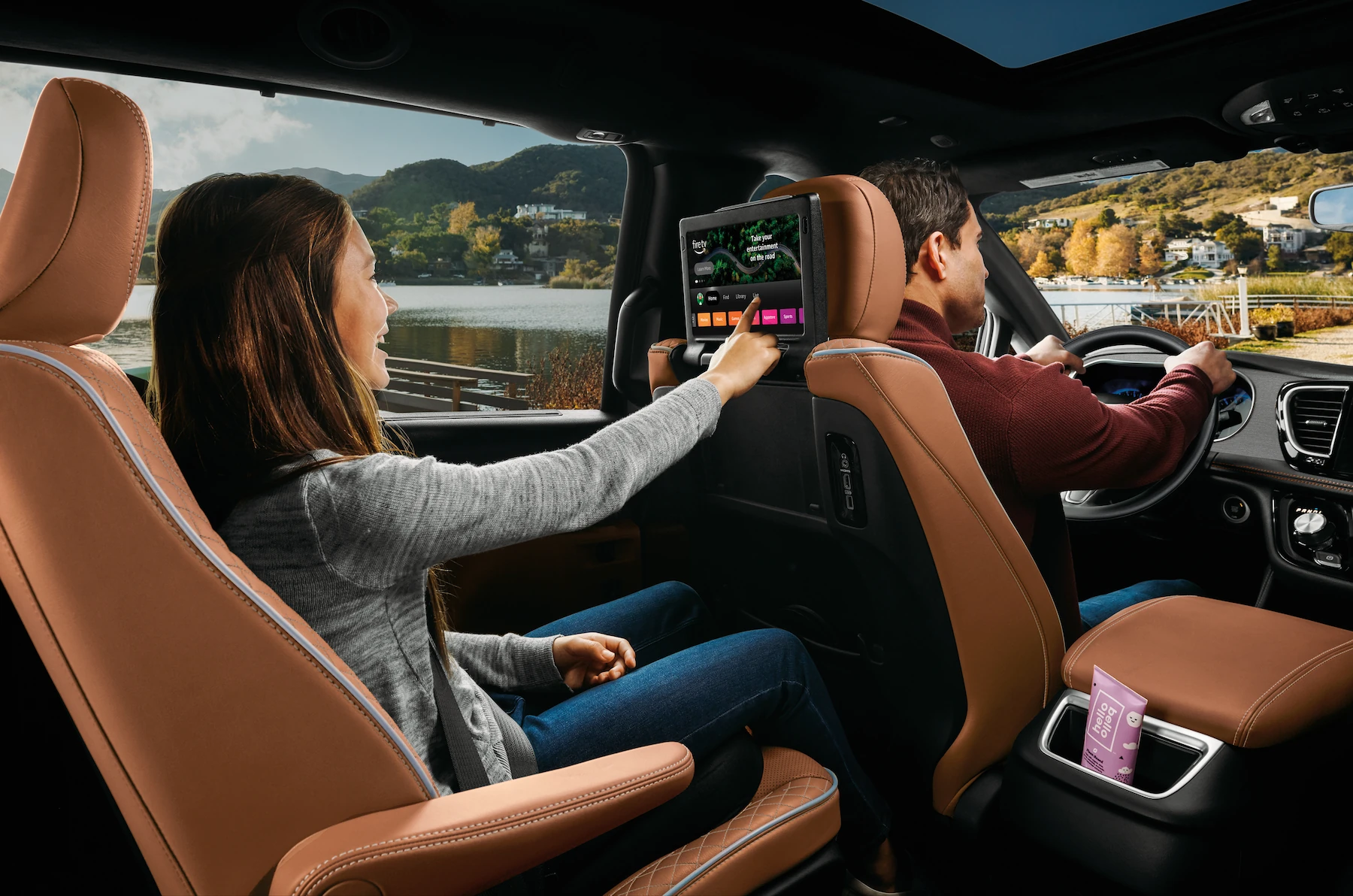 2026 Chrysler Pacifica Pinnacle features a sepia interior color and includes a rear seat entertainment system with Amazon Fire TV.