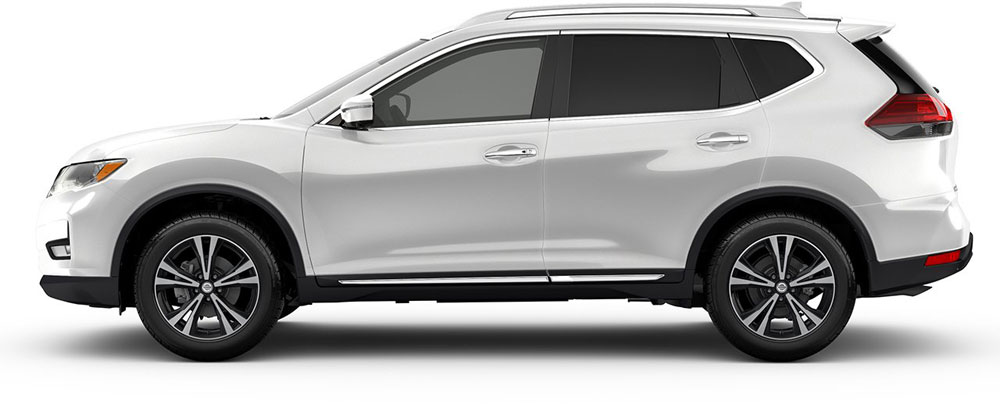 2017 Nissan Rogue in Glacier White, side profile