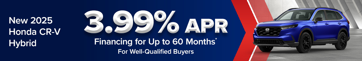 Enjoy 3.99% APR financing on a new 2025 Honda CR-V Hybrid in Kingsport, TN 