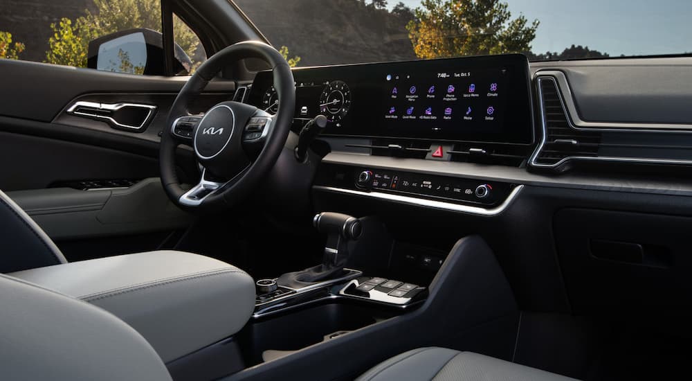 Black  interior of a 2025 Kia Sportage