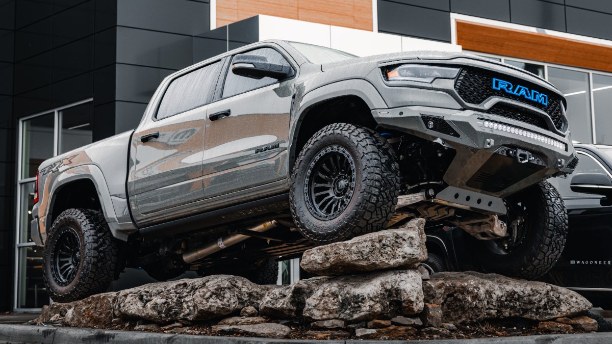 Custom 2024 RAM 1500 TRX Exterior Passenger Side Front Profile with High-Clearance Bumper