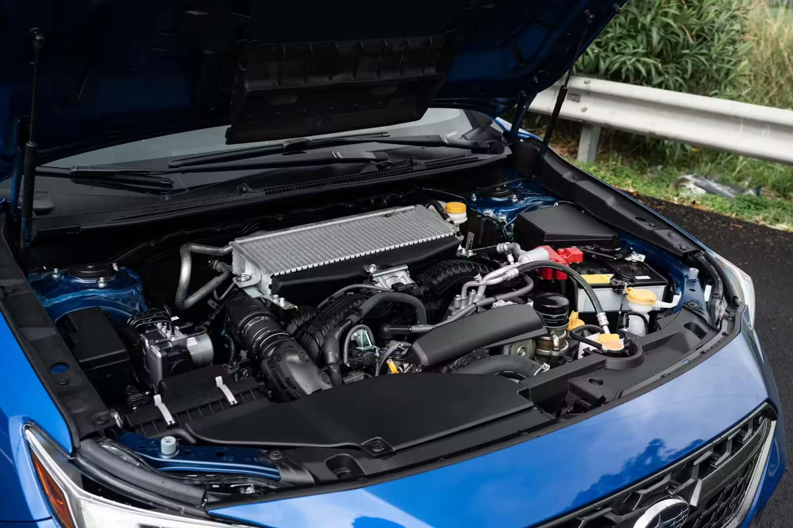 Turbocharged Boxer engine under the hood of the 2024 Subaru WRX TR