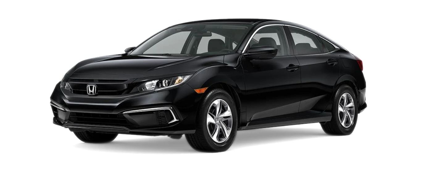 Black 2021 Honda Civic LX angled left