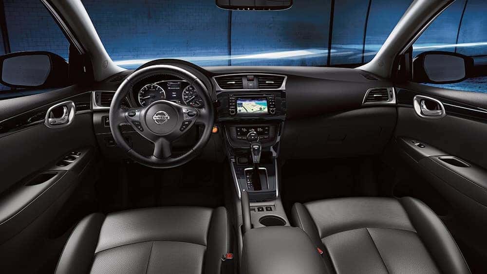 2018 Nissan Sentra dashboard with touchscreen and black interior