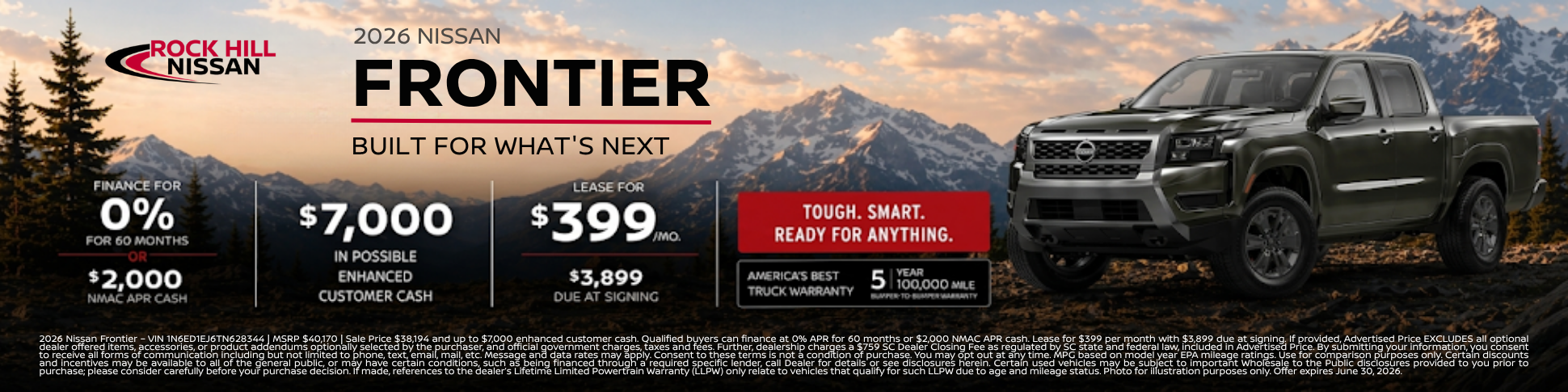 Rock Hill Nissan Frontier Incentive